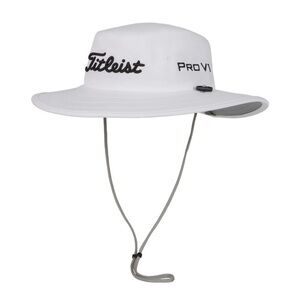 Titleist White Boonie Hat with Gray Chin Cord